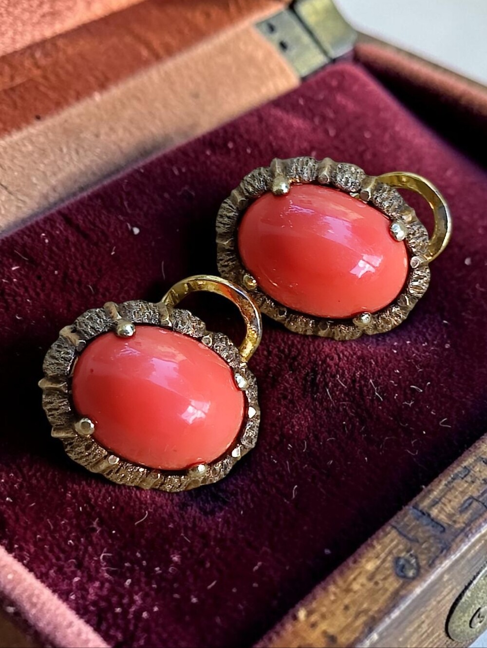 Vintage Sterling Coral Earrings